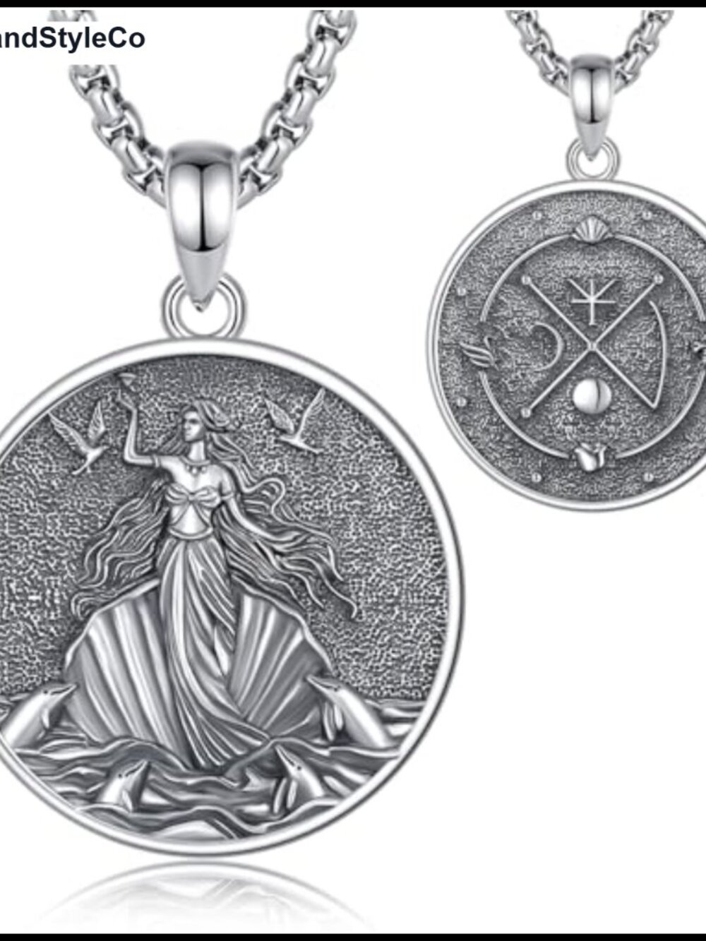 925 Sterling Silver Greek Goddess Hecate Coin Pendant Necklace